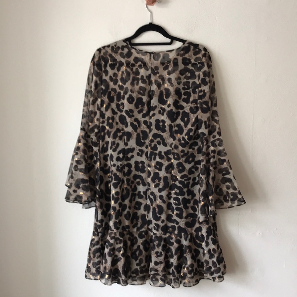 Cheetah Ruffle A-Line Dress w/ Metallic Thread - Picture 4 of 4